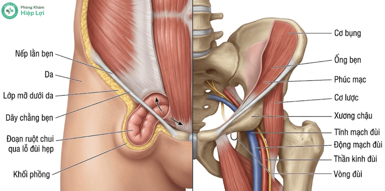 Thoát Vị Đùi: Dấu Hiệu Khối Phồng Vùng Bẹn & Cảnh Báo Hoại Tử Ruột